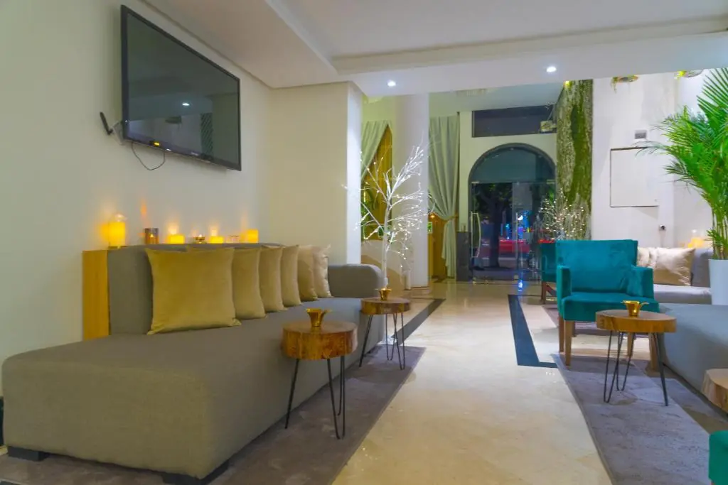 Modern lounge seating inside Windsor Hotel City Center Casablanca